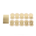 Gold Mirror Arch Acrylic Table Numbers (1 - 10) - 5"x7" Wedding Reception Signs with Baroque Lace Border, White Print & Stands - Bell Racket Store