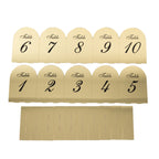 Gold Mirror Arch Acrylic Table Numbers (1 - 10) - 6"x7" Wedding Reception Signs with Black Print & Stands - Bell Racket Store