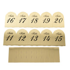 Gold Mirror Arch Acrylic Table Numbers (11 - 20) - 6"x7" Wedding Reception Signs with Black Print & Stands - Bell Racket Store