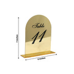 Gold Mirror Arch Acrylic Table Numbers (11 - 20) - 6"x7" Wedding Reception Signs with Black Print & Stands - Bell Racket Store