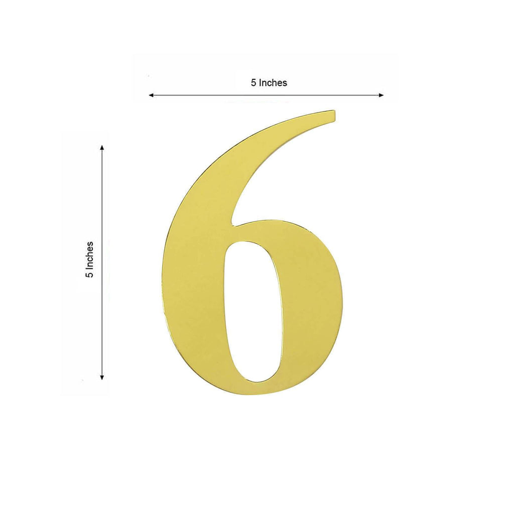 4-Pack Stickers Banner Custom 0-9 Number "6" Design Gold - Milestone Age and Date Stick-On Numbers 5"