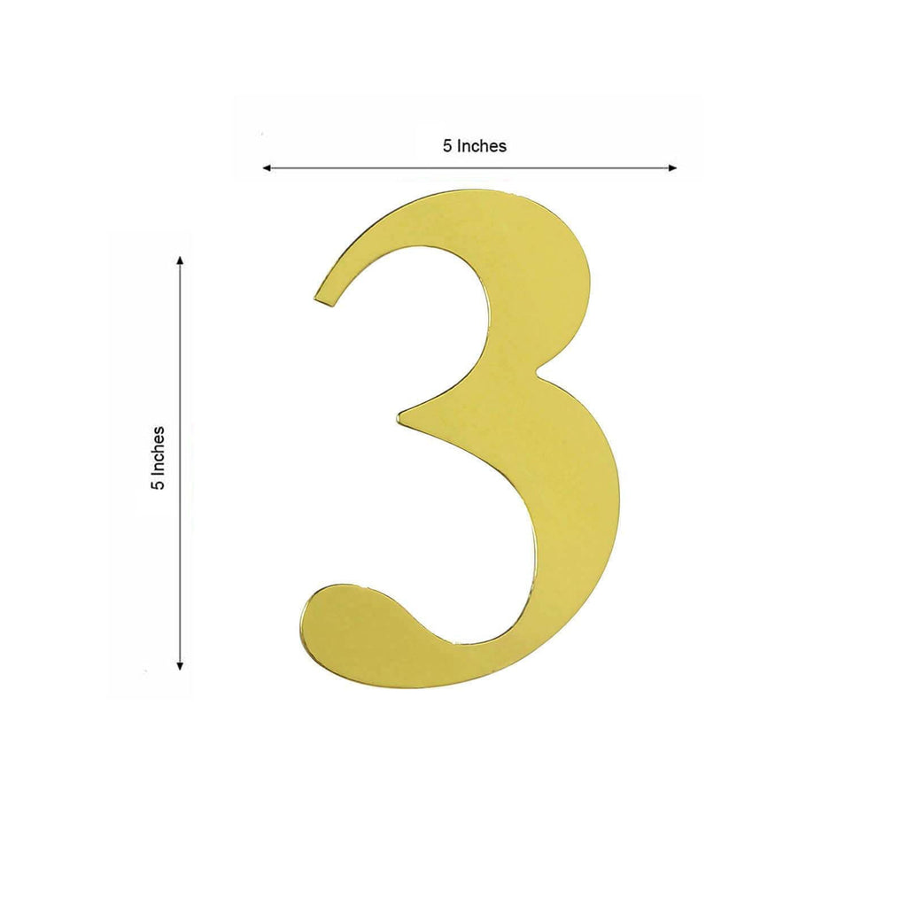 4-Pack Stickers Banner Custom 0-9 Number "3" Design Gold - Milestone Age and Date Stick-On Numbers 5"