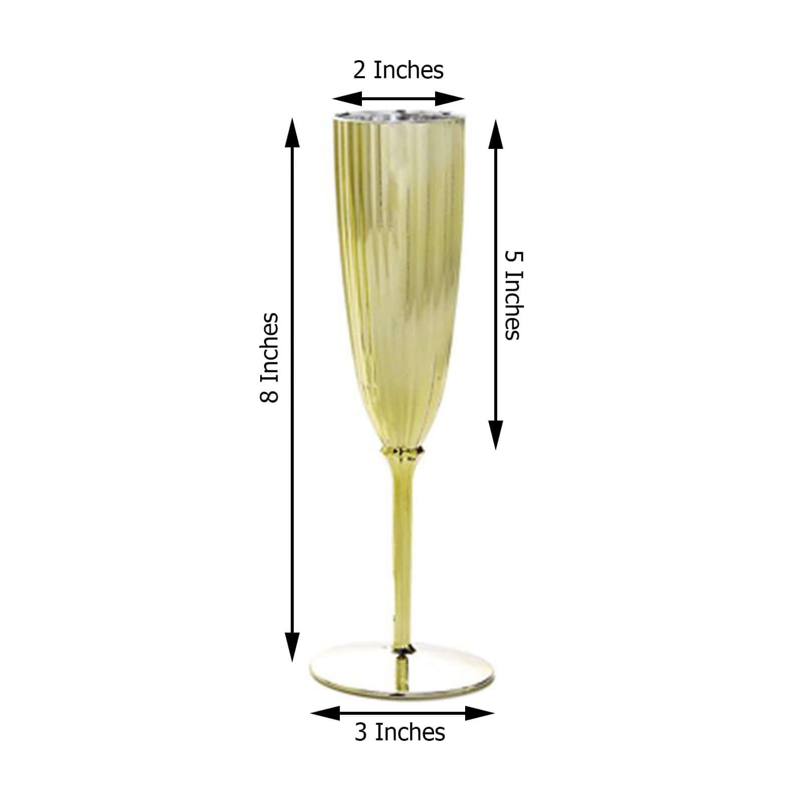 6-Pack Plastic Champagne Flutes in Metallic Gold - Classy Disposable Champagne Glasses for Toasting & Cocktail Parties 5oz