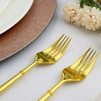 24-Pack Plastic Forks Modern Flatware Gold - Premium Heavy Duty Disposable Silverware 8"