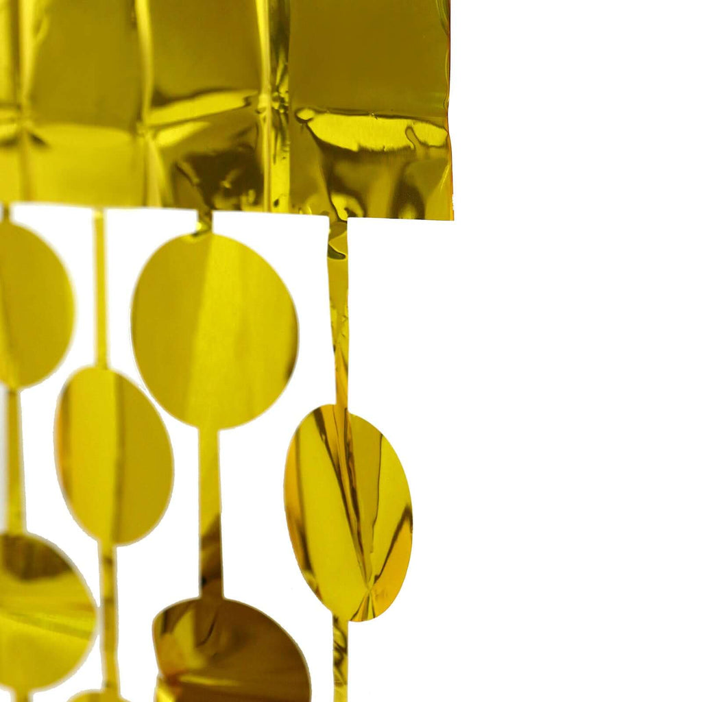 Gold Round Chain Foil Fringe Curtain Party Backdrop, Metallic Gold Tinsel Streamer Party Decor - Door Window Foil Curtain - 3ftx6.5ft - Bell Racket Store