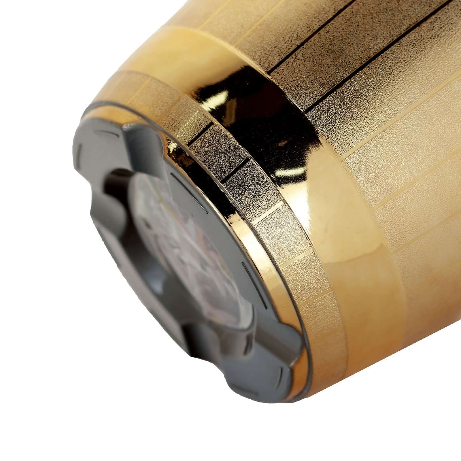 14" Gold Shiny Finished Rim Large Barrel Planter Pot, Indoor Outdoor Decorative Flower Pot