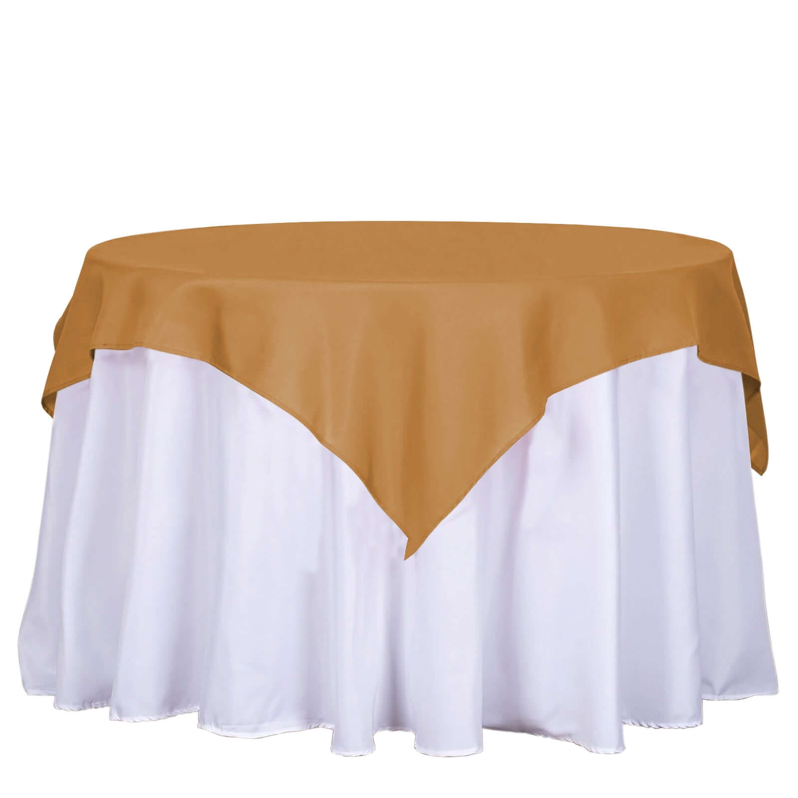 Polyester 54"x54" Table Overlay Square Tablecloth Gold - Wrinkle-Resistant & Durable Table Cover for Events