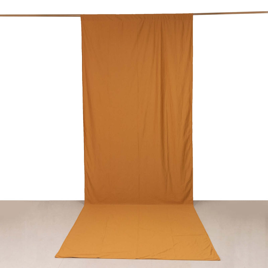 Gold Scuba Polyester Event Curtain Drapes, Durable Flame Resistant Backdrop Event Panel Wrinkle Free with Rod Pockets - 5ftx14ft - Bell Racket Store