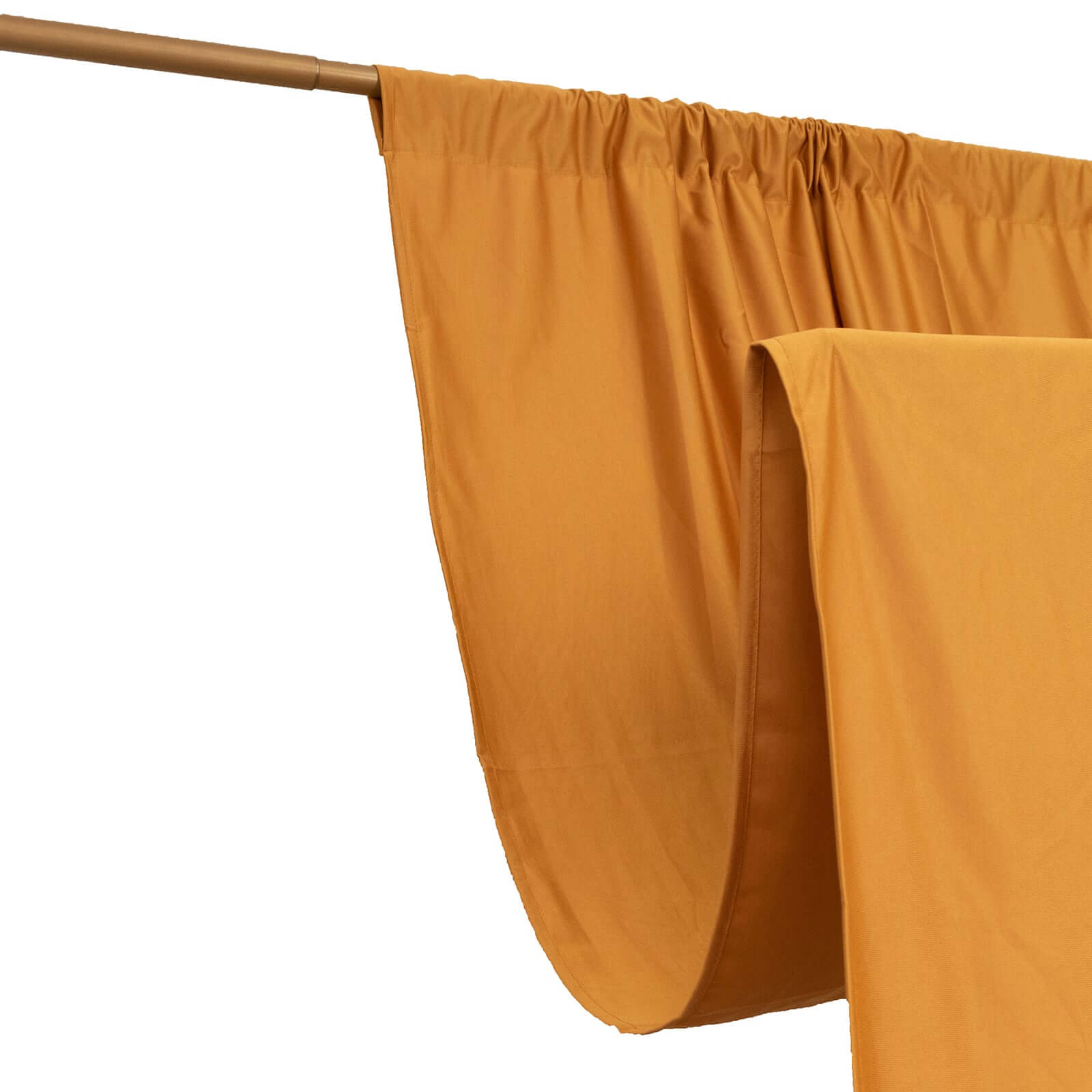 Gold Scuba Polyester Event Curtain Drapes, Durable Flame Resistant Backdrop Event Panel Wrinkle Free with Rod Pockets - 5ftx14ft - Bell Racket Store