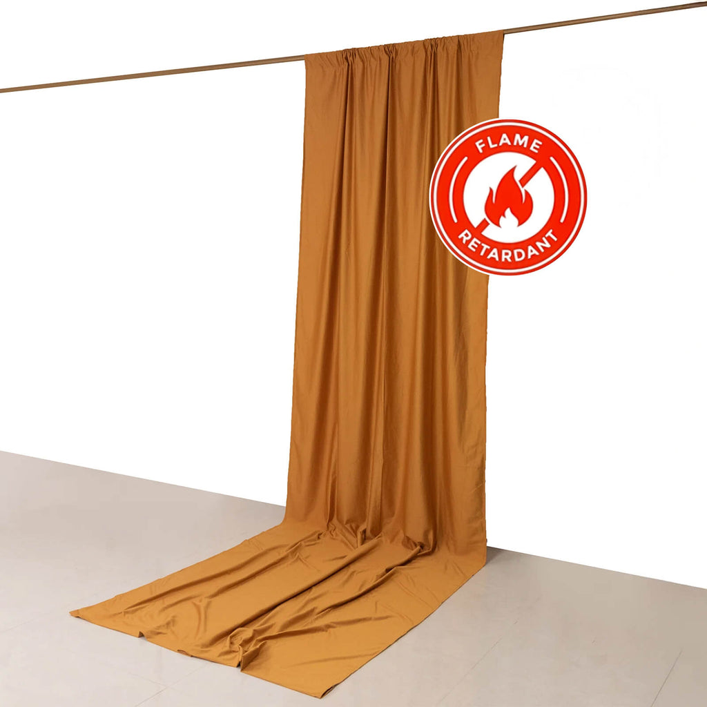 Gold Scuba Polyester Event Curtain Drapes, Durable Flame Resistant Backdrop Event Panel Wrinkle Free with Rod Pockets - 5ftx14ft - Bell Racket Store