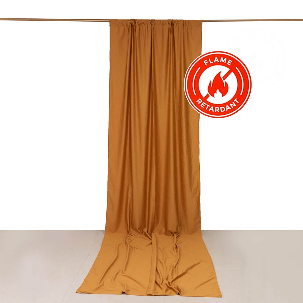 Gold Scuba Polyester Event Curtain Drapes, Durable Flame Resistant Backdrop Event Panel Wrinkle Free with Rod Pockets - 5ftx14ft - Bell Racket Store