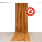 Gold Scuba Polyester Event Curtain Drapes, Durable Flame Resistant Backdrop Event Panel Wrinkle Free with Rod Pockets - 5ftx14ft - Bell Racket Store