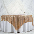 Sequin 90"x90" Table Overlay Square Tablecloth Gold - Sparkly Design for Stylish Celebrations