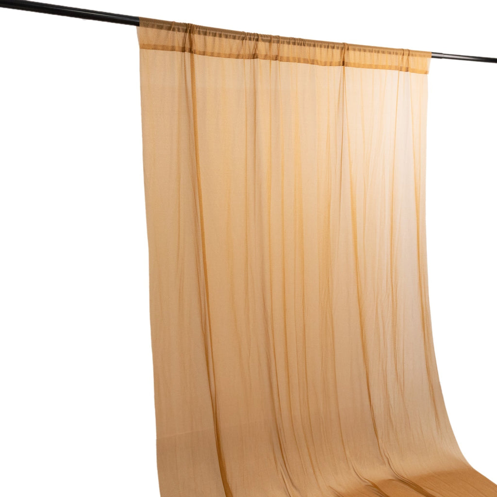 Gold Sheer Backdrop Drape â€“ 5ft x 14ft Wedding Arch & Ceiling Decor Panel, Wrinkle Free with Soft Shimmer - Bell Racket Store