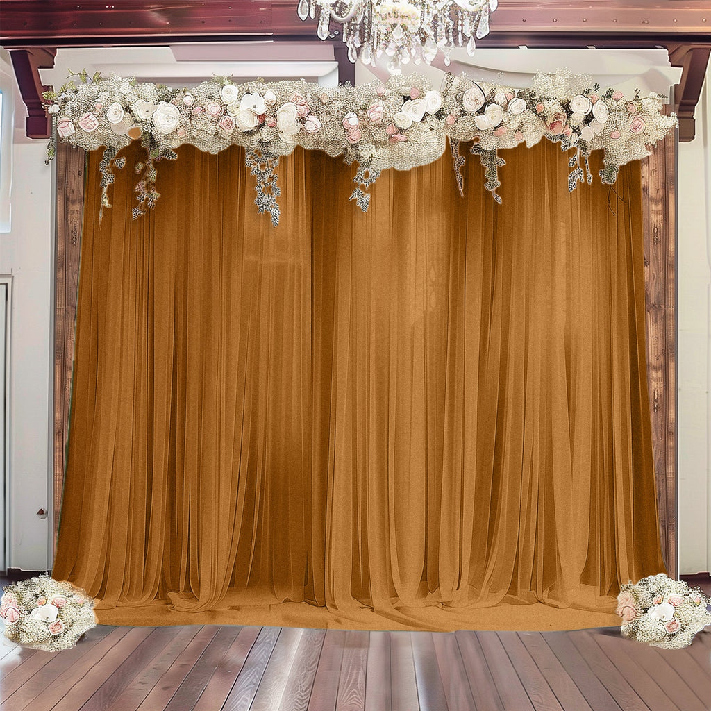 Gold Sheer Backdrop Drape â€“ 5ft x 14ft Wedding Arch & Ceiling Decor Panel, Wrinkle Free with Soft Shimmer - Bell Racket Store