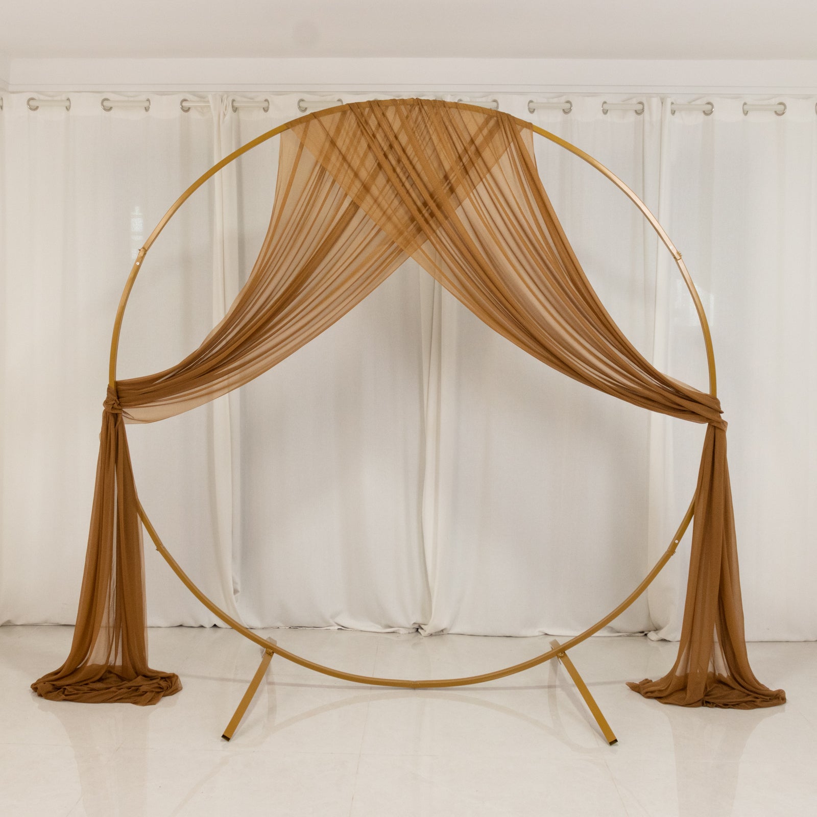 Gold Sheer Backdrop Drape â€“ 5ftx32ft Wedding Arch & Ceiling Decor Panel, Wrinkle Free with Soft Shimmer - Bell Racket Store