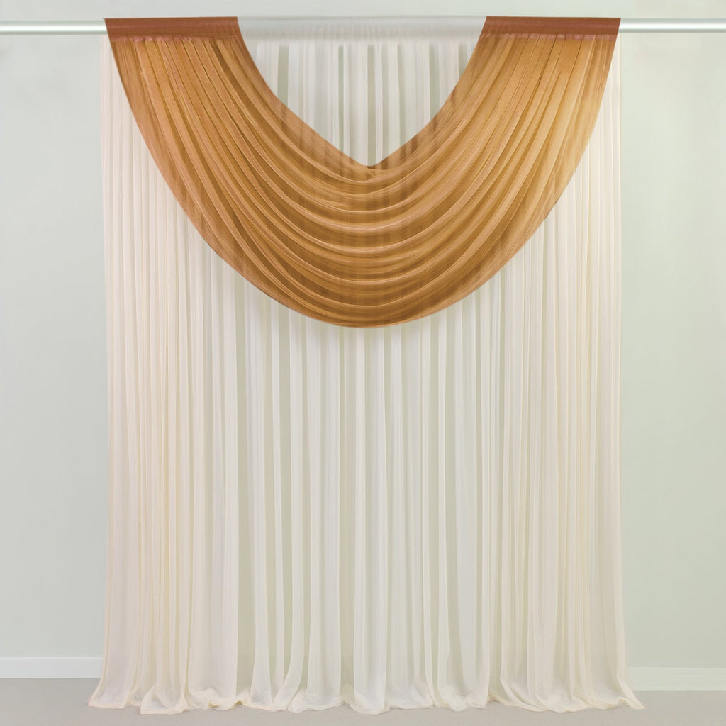 Gold Sheer Chiffon Valance Curtain 4ft x 5ft â€“ Wedding Arch Drape with Rod Pocket, Voile Backdrop Panel - Bell Racket Store