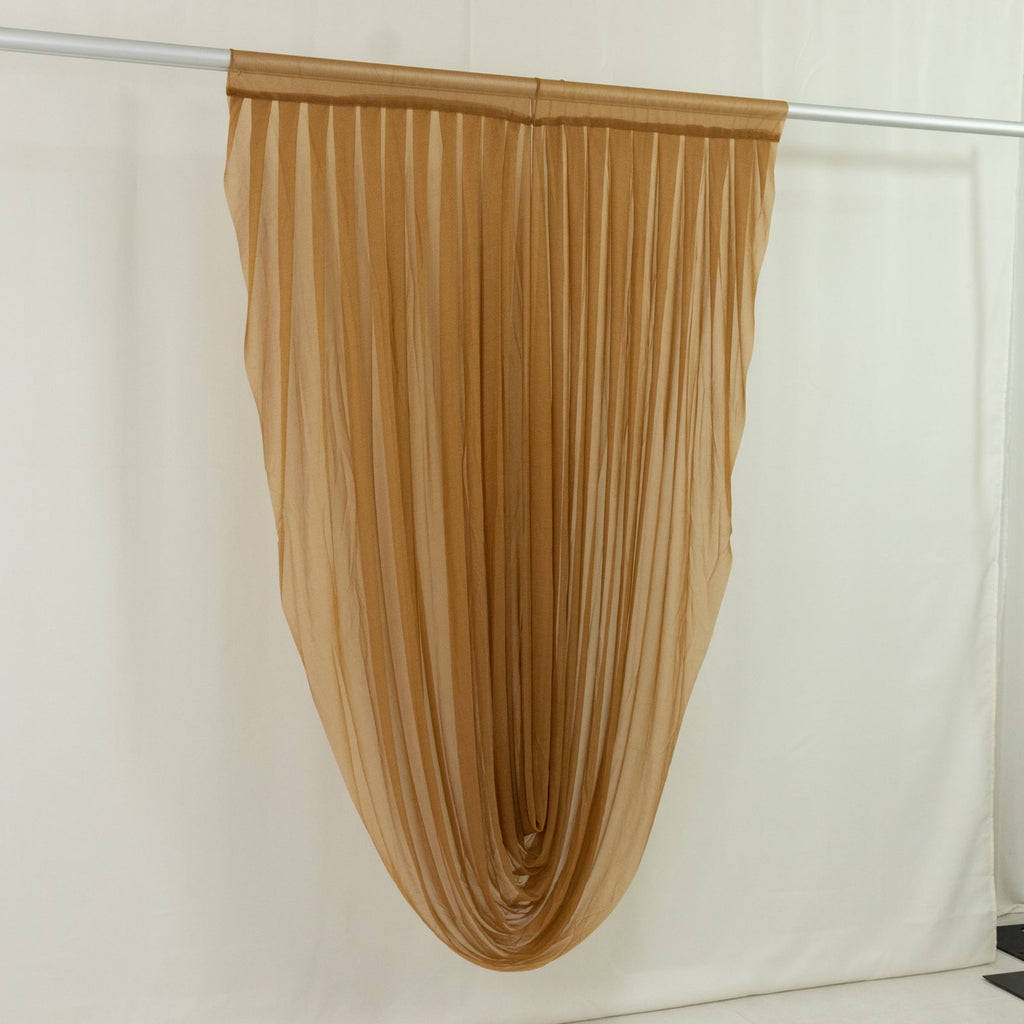 Gold Sheer Chiffon Valance Curtain 4ft x 6ft â€“ Wedding Arch Drape with Rod Pocket, Voile Backdrop Panel - Bell Racket Store