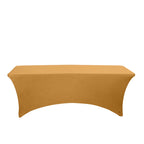 Stretch Spandex 96"x30" Rectangle Table Cover Gold - Durable Form-Fitting Tablecloth for Events & Presentations