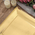 10-Pack Disposable Square Charger Plates in Gold with Leather Like Texture - 1100GSM Durable Paper Chargers 13"