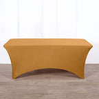 Stretch Spandex 96"x30" Rectangle Table Cover Gold - Durable Form-Fitting Tablecloth for Events & Presentations