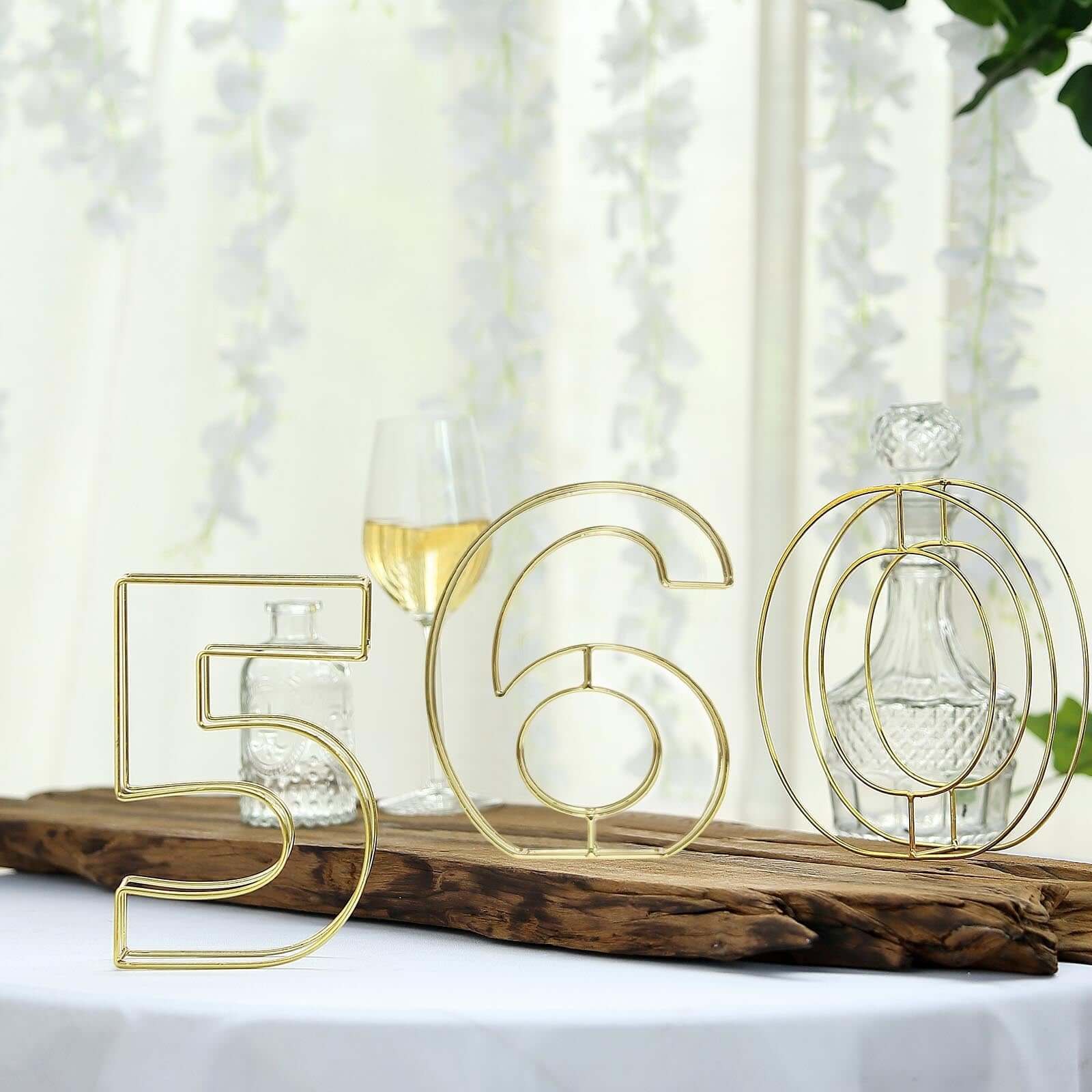 8" Tall Gold Freestanding 3D Decorative Metal Wire Numbers, Wedding Table Numbers -6