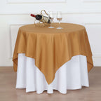 Polyester 54"x54" Table Overlay Square Tablecloth Gold - Wrinkle-Resistant & Durable Table Cover for Events