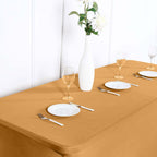Stretch Spandex 6ft Rectangle Tablecloth Gold - Durable Form-Fitting Table Cover for Events & Presentations