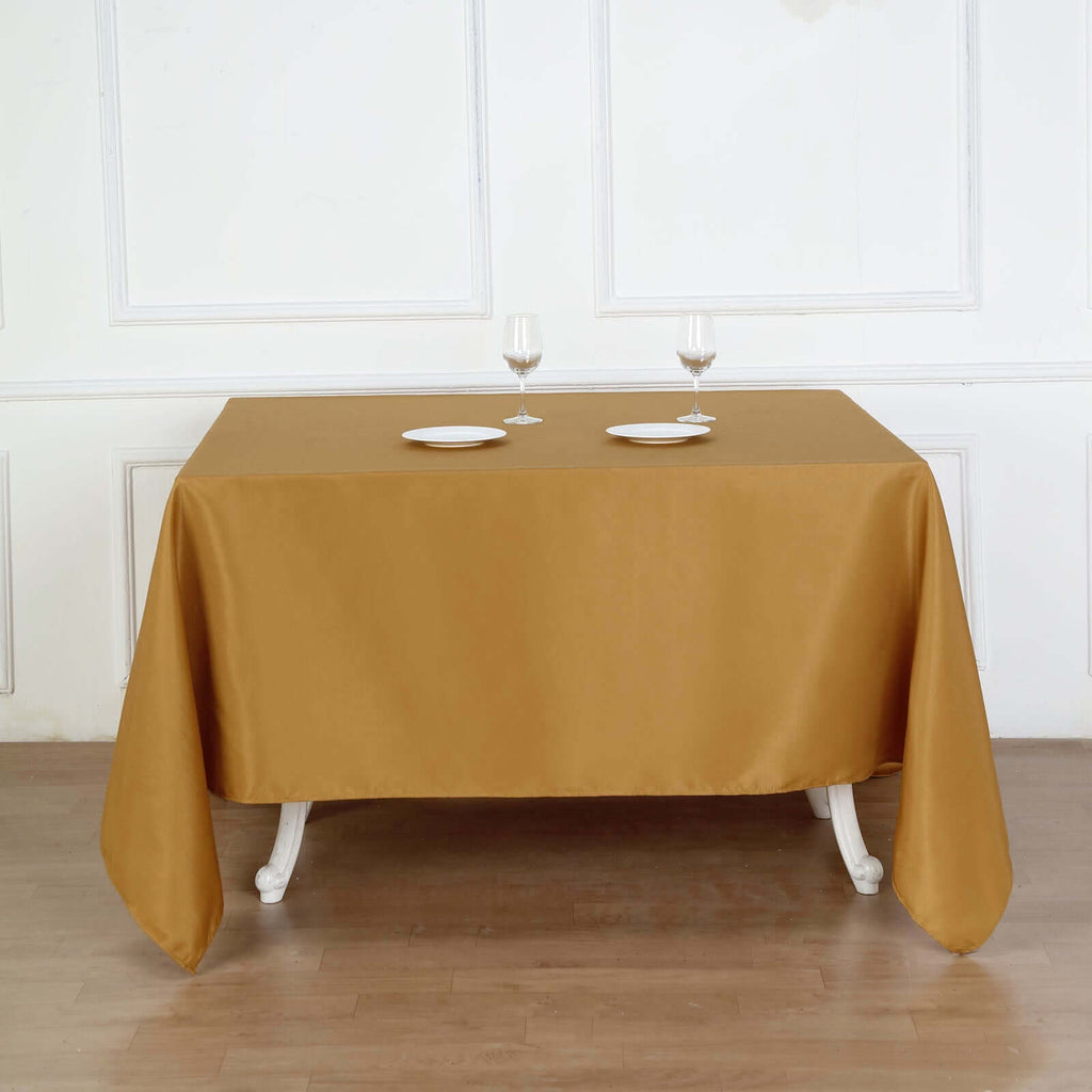 Polyester Square 90"x90" Tablecloth Gold - Wrinkle-Resistant & Durable Table Cover for Events