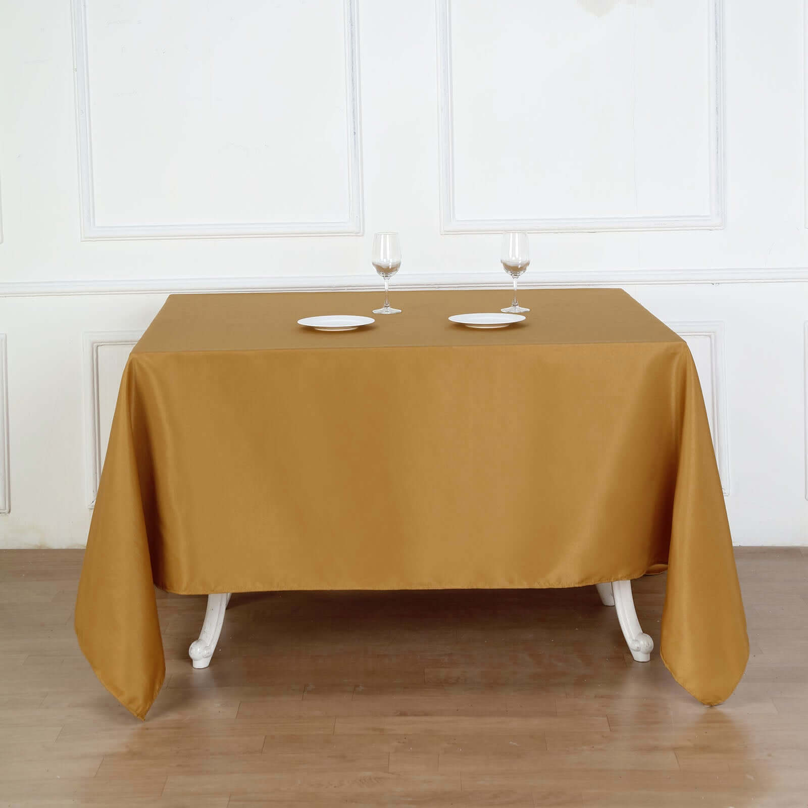 Polyester Square 90"x90" Tablecloth Gold - Wrinkle-Resistant & Durable Table Cover for Events
