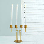2-Pack Geometric Taper Candelabra 4 Arm Design Gold Metal Decorative Centerpiece - Perfect for Events 8"