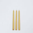 3-Pack LED Decorative Lighting Warm Flickering Gold - Flameless Taper Candles 11"