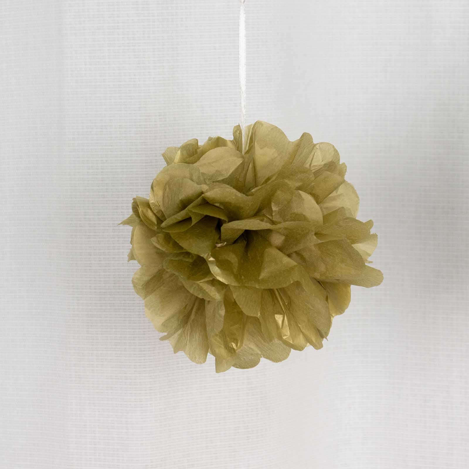 6 Pack 6" Gold Tissue Paper Pom Poms Flower Balls, Ceiling Wall Hanging Decorations