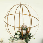 Hanging Sphere Candle Holder Gold Wrought Iron Event Display Accent - Centerpiece 24"