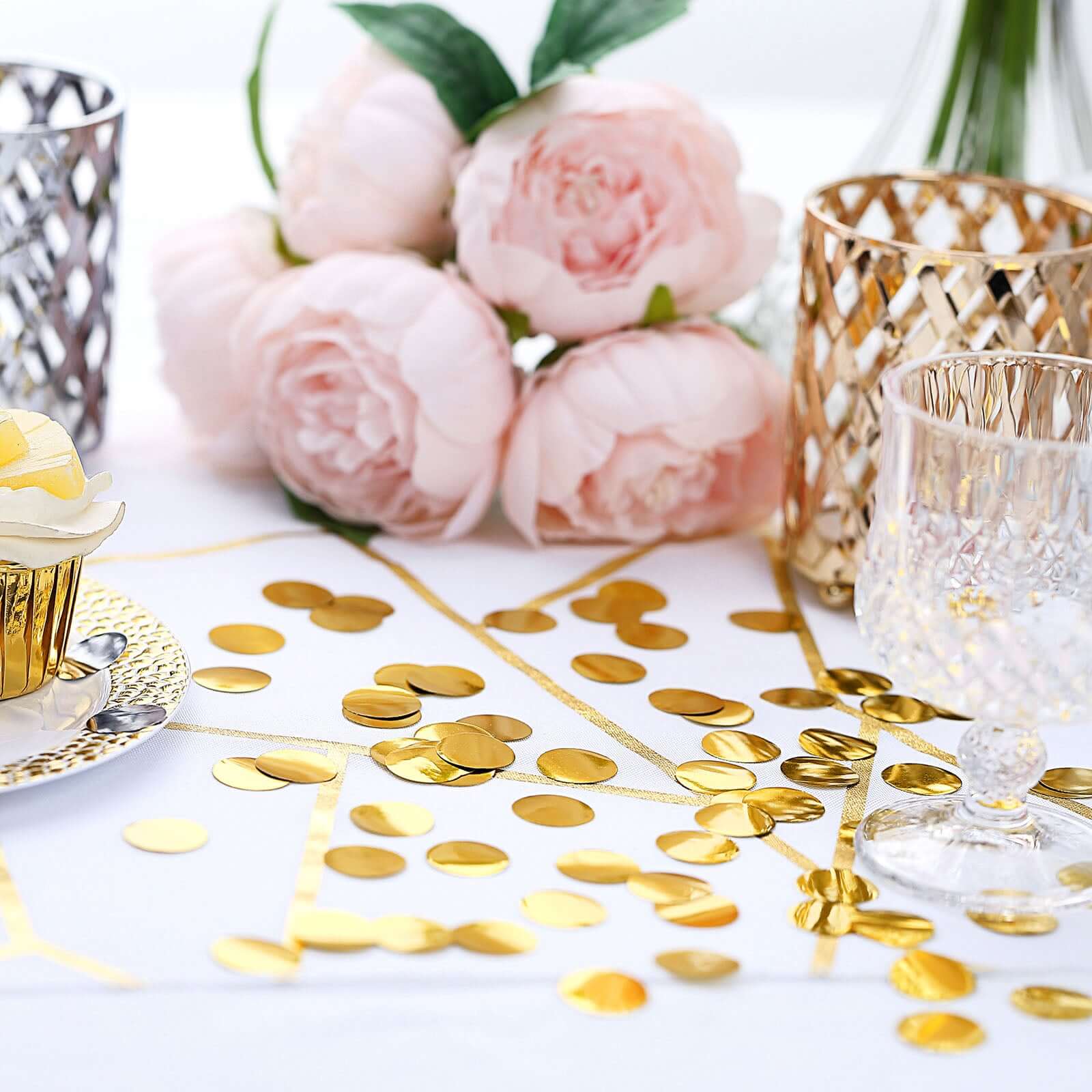 Metallic Round Party Confetti 18G Bag Gold Foil, Balloon Table Confetti Glitter Dots for Festive Weddings Baby Bridal Showers & Events