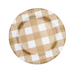 10-Pack Disposable Paper Charger Plates â€“ Gold/White Buffalo Plaid 13" Round Table Chargers, 350 GSM Cardstock