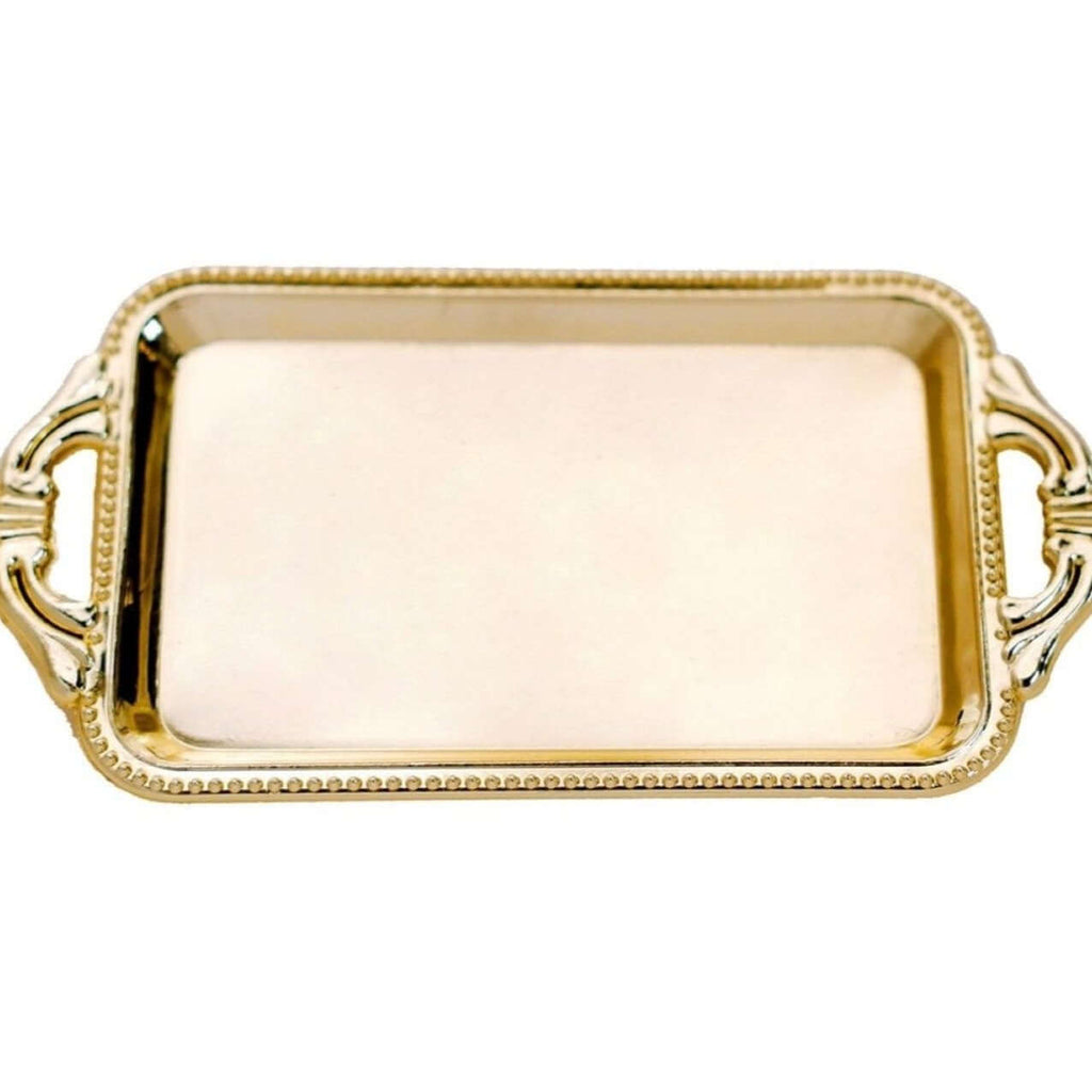 12-Pack Display Trays Party Favor Rectangular Design Gold - Mini Serving Platters for Candy and Desserts 4"