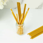 50-Pack Paper Drinking Straws Metallic Gold Foil Food Grade - Disposable Biodegradable Straws for Events 8"