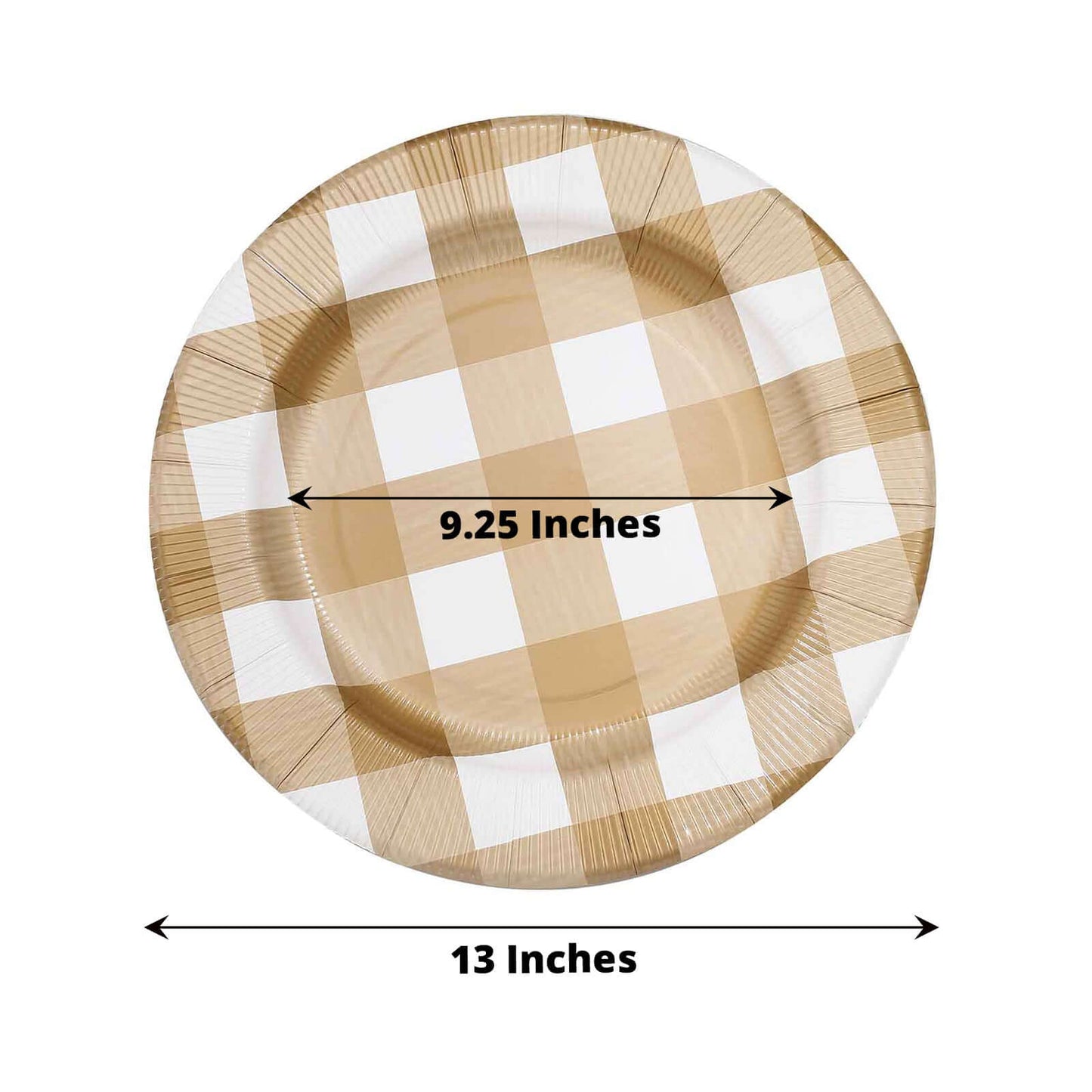 10-Pack Disposable Paper Charger Plates â€“ Gold/White Buffalo Plaid 13" Round Table Chargers, 350 GSM Cardstock