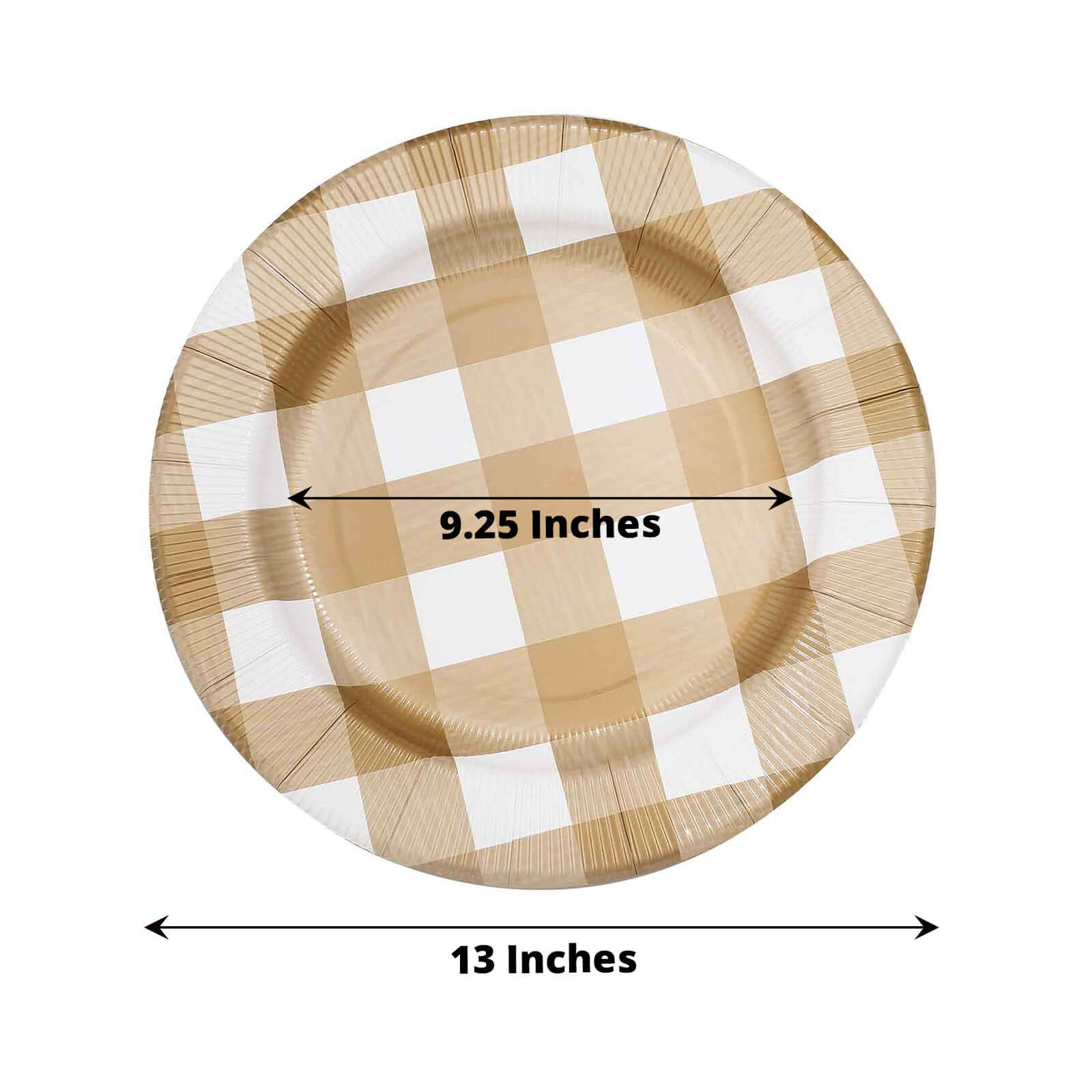10-Pack Disposable Paper Charger Plates â€“ Gold/White Buffalo Plaid 13" Round Table Chargers, 350 GSM Cardstock