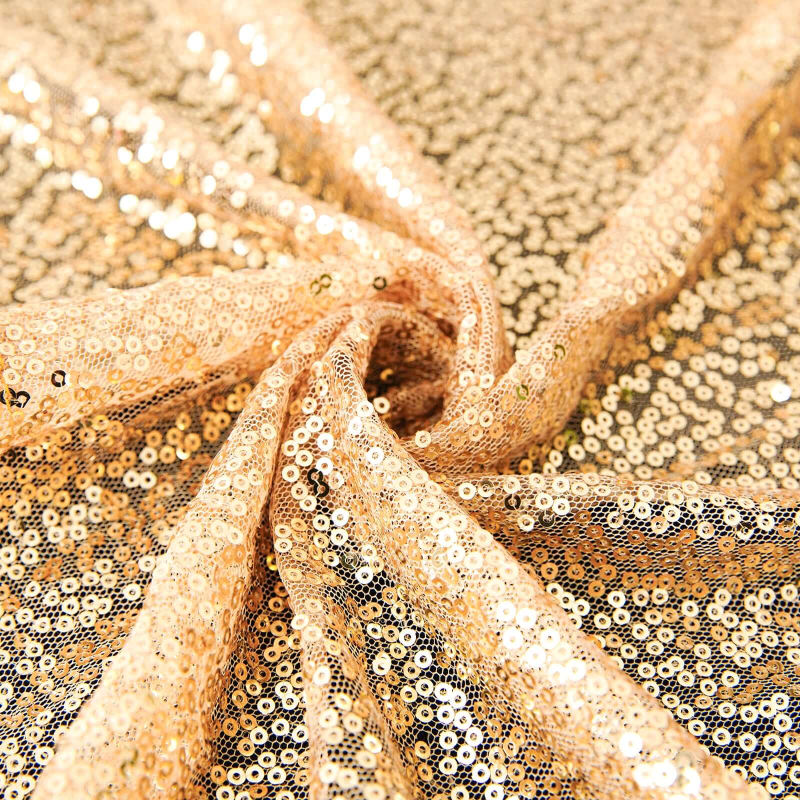 Sequin 120" Round Tablecloth Champagne - Seamless Glittering Table Cover