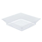 10-Pack Tapas Plates Sleek Square Design Clear - Plastic Disposable Plates for Parties 4"