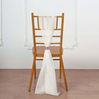 5 Pack Chiffon Chair Sashes Ivory - Soft & Lightweight Designer Chair Bows 22"x78"
