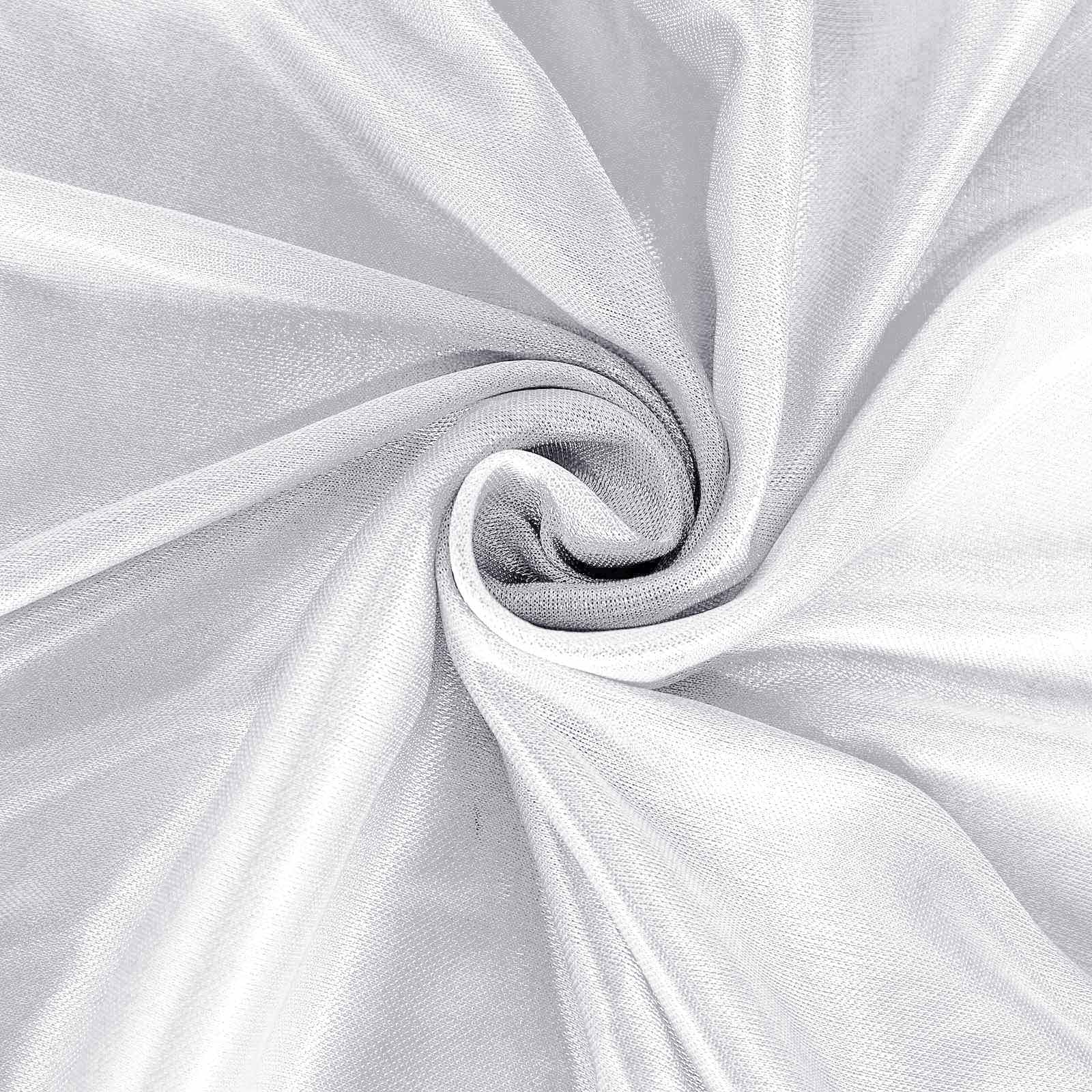 Satin 21ft Table Skirt White Pleated Double Drape Design - Soft & Graceful for Events