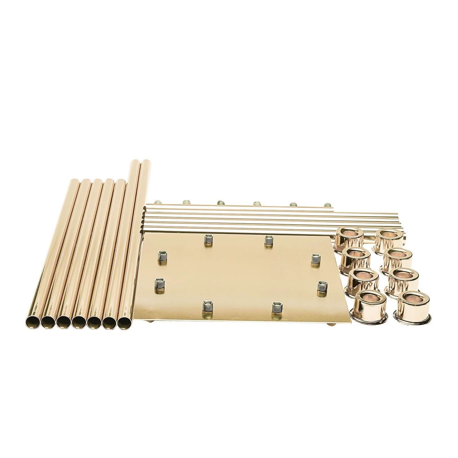 8 Arm Cluster Taper Candle Holder Gold - Stunning Large Candle Arrangement With Clear Glass Shades for Grand Banquets & Celebrations 42"