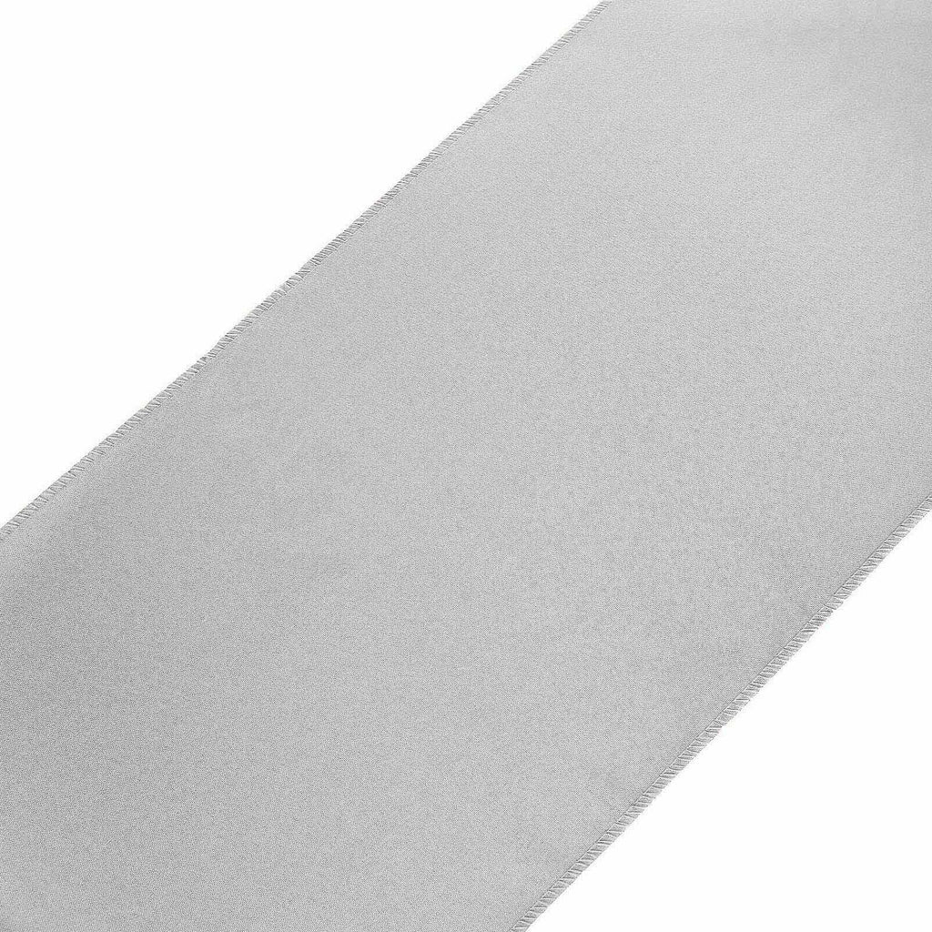 Polyester 12"x108" Table Runner Silver - Durable & Wrinkle-Resistant Table Decor