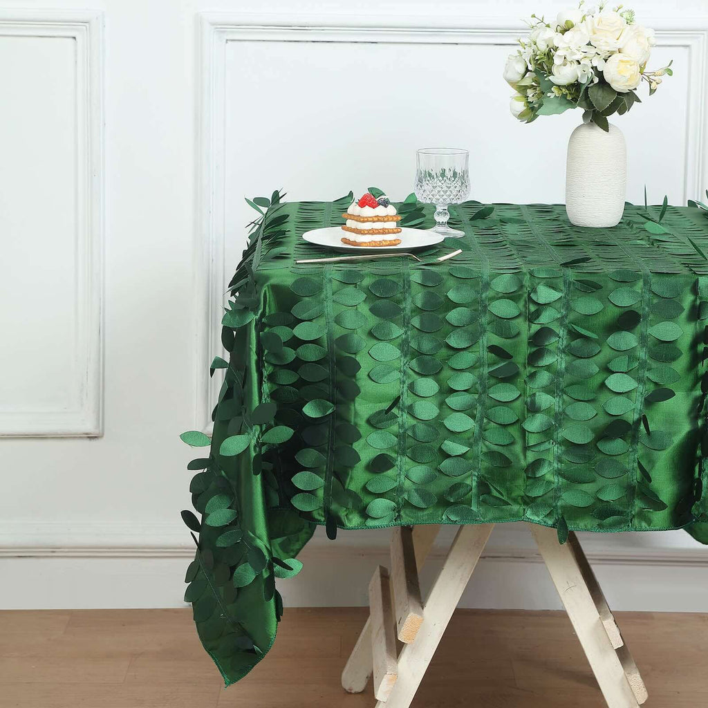 Taffeta 54"x54" Table Overlay Square Tablecloth Green 3D Leaf Petal Table Cover