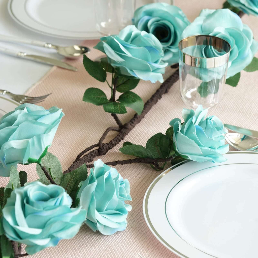 6ft Aqua Turquoise Artificial Silk Rose Hanging Flower Garland Vine