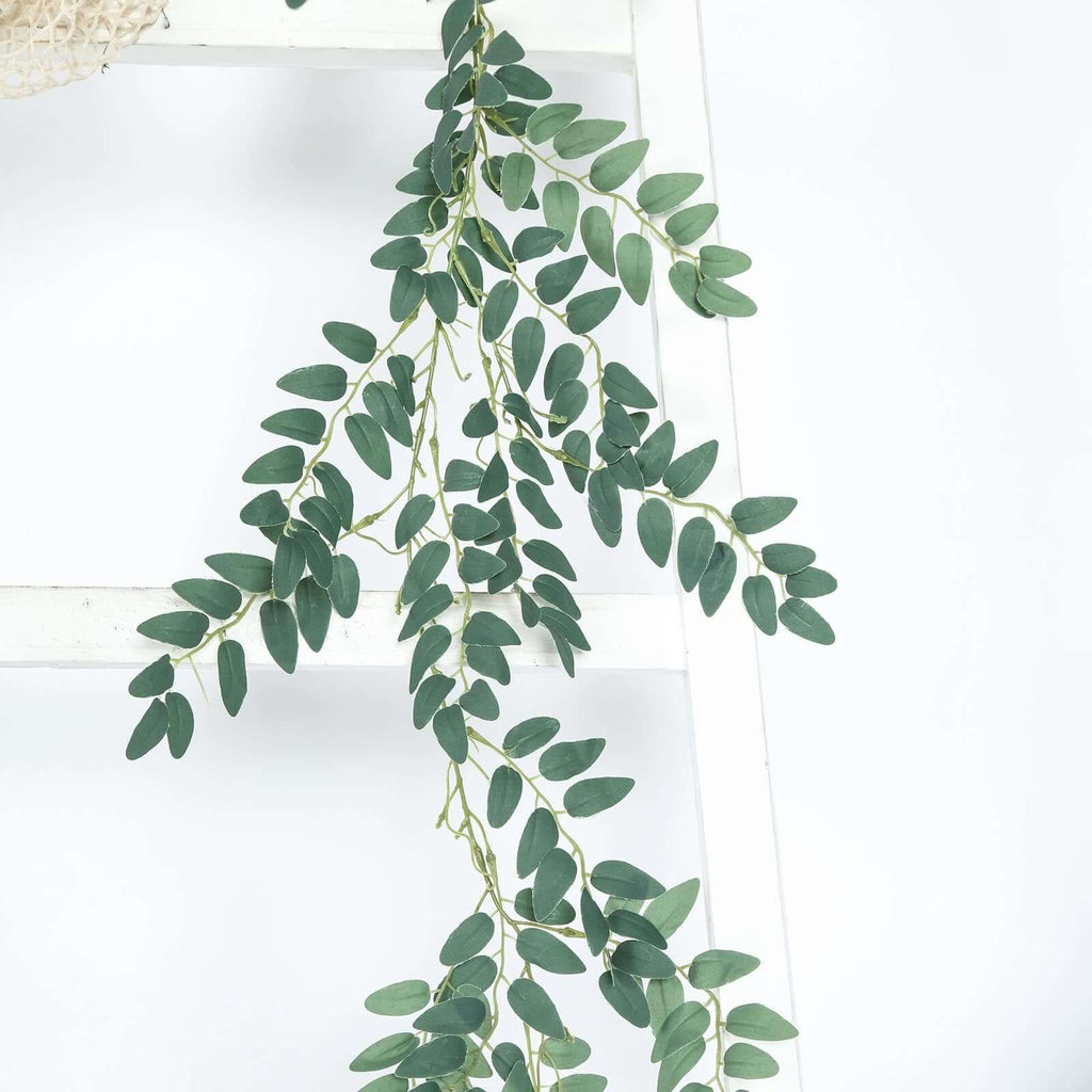 2 Pack 6ft Green Artificial Honey Locust Leaf Garland, Flexible Vine