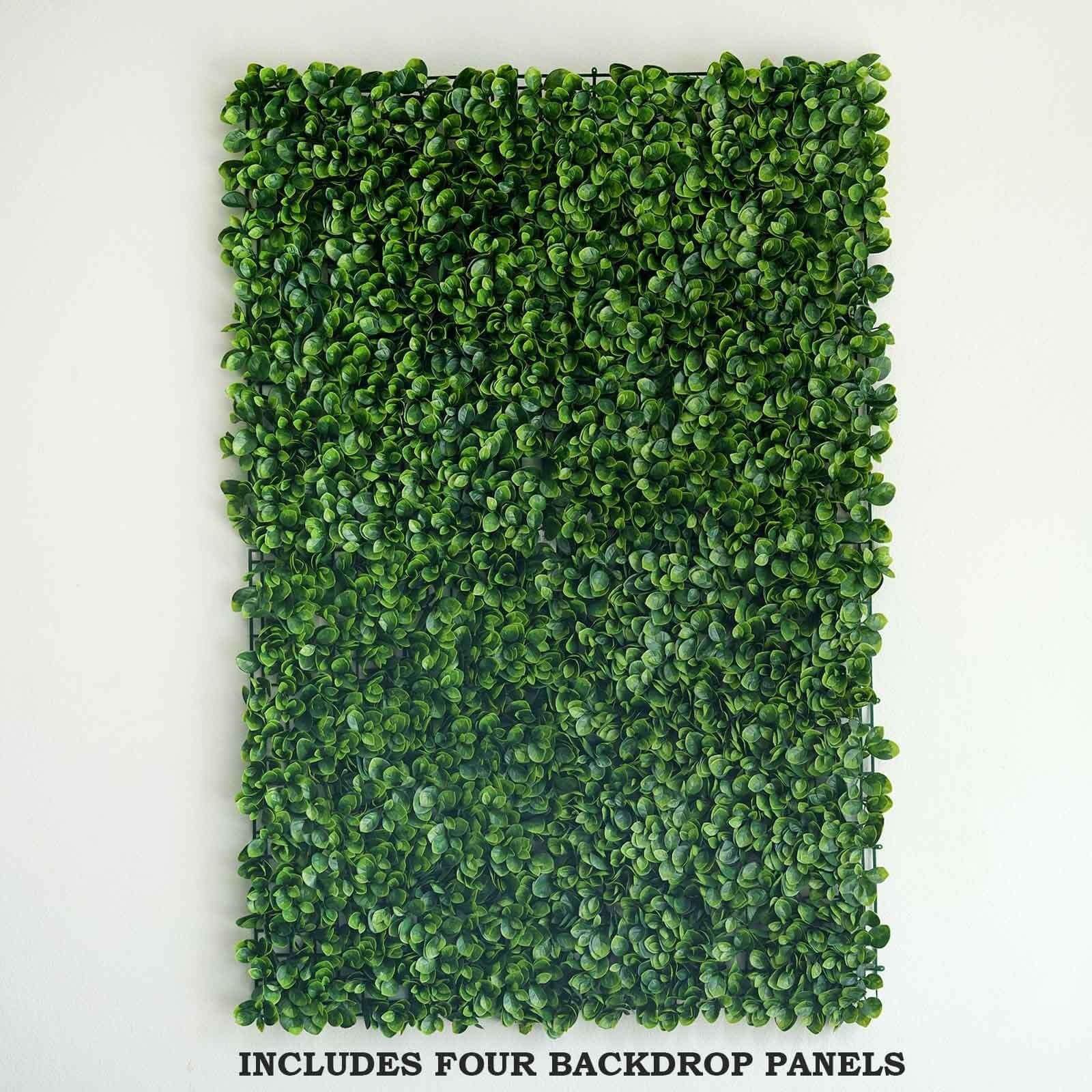 11 Sq ft. Green Boxwood Hedge Garden Wall Backdrop Mat - 4 Artificial Panels